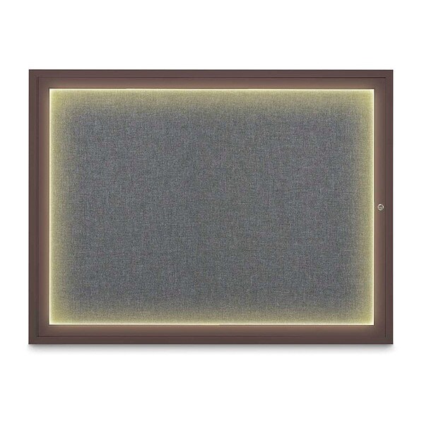 Corkboard, 48"x36", Medium Grey/Bronze
