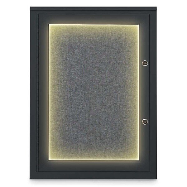 Corkboard, 18"x24", Medium Grey/Black