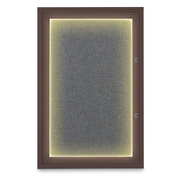 Corkboard, 24"x36", Medium Grey/Bronze