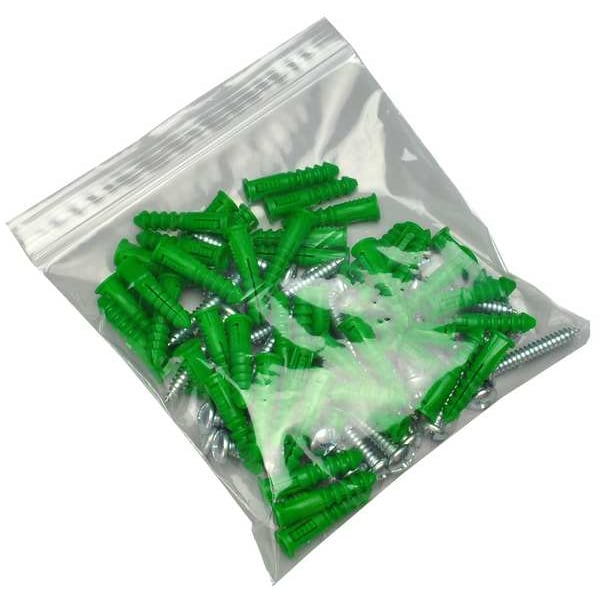 Reclosable Bag, Zip Seal, 24 in L, 18 in W, 2 mil Thick, Low Density Polyethylene (LDPE), Clear