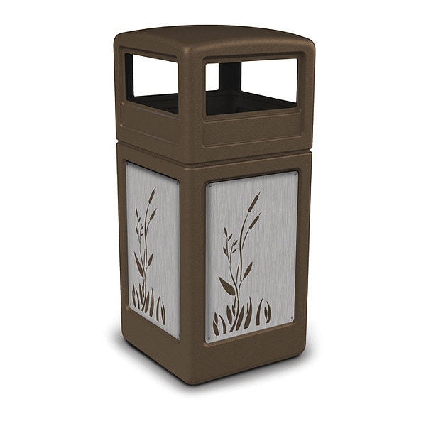 42 gal Square Outdoor Can, Brown, Stainless Steel
