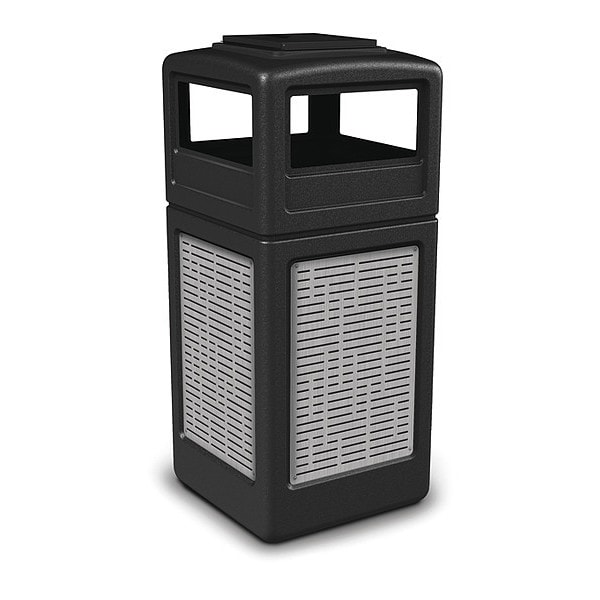 Waste Bin Ashtray Lid SS, Black 42 gal.