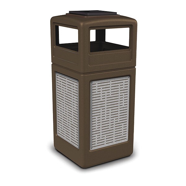 Waste Bin Ashtray Lid SS, Brown 42 gal.