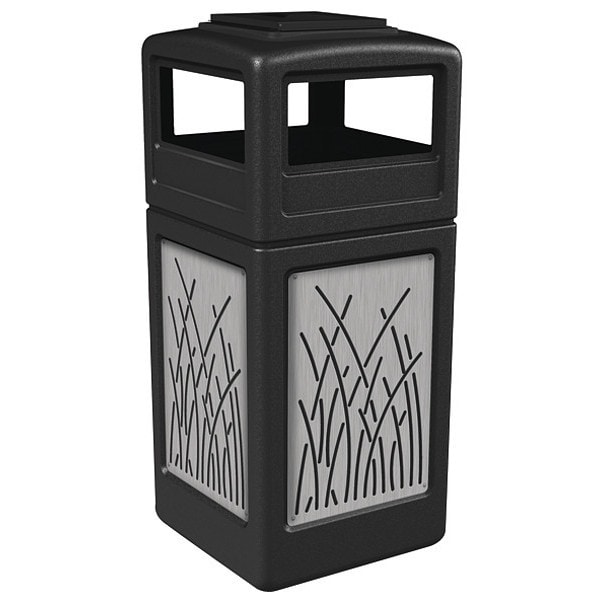 Waste Bin Ashtray Lid SS, Black 42 gal.