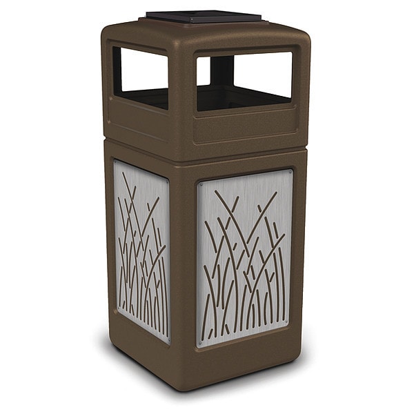 Waste Bin Ashtray Lid SS, Brown 42 gal.