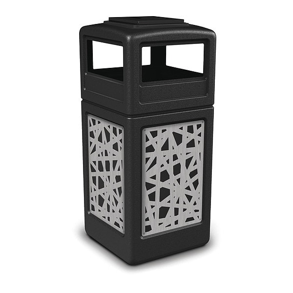 Waste Bin Ashtray Lid SS, Black 42 gal.