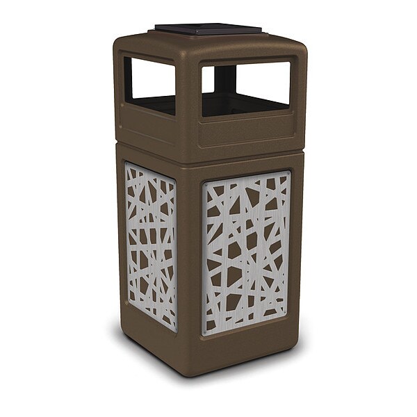 Waste Bin Ashtray Lid SS, Brown 42 gal.