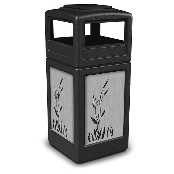 Waste Bin Ashtray Lid SS, Black 42 gal.