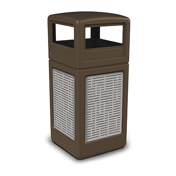 42 gal Square Outdoor Can, Brown, Stainless Steel