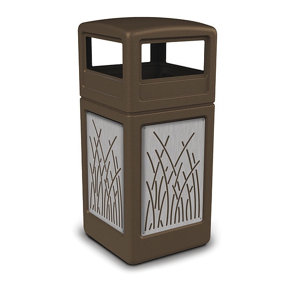 42 gal Square Outdoor Can, Brown, Stainless Steel