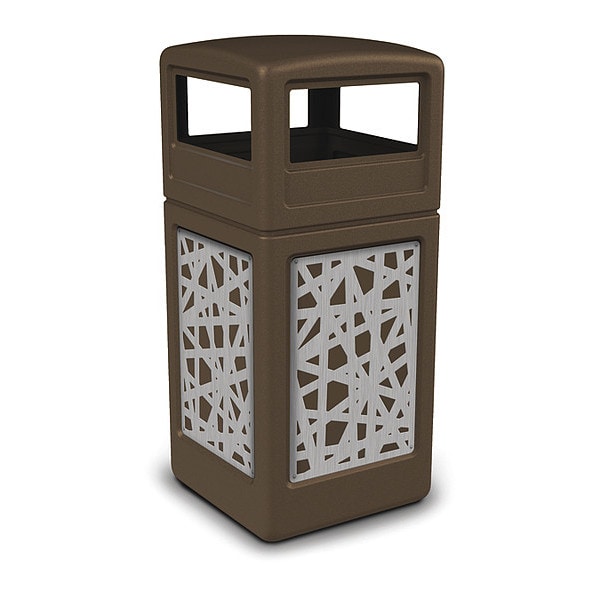 42 gal Square Outdoor Can, Brown, Stainless Steel
