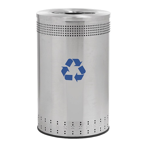 45 gal Recycling Bin, Silver, Stainless Steel