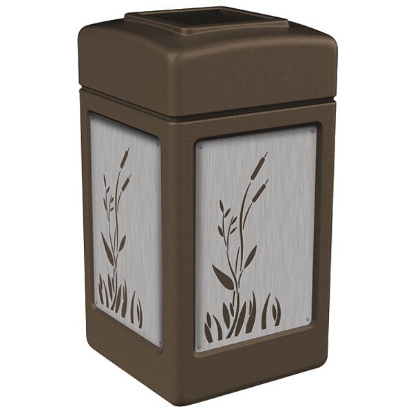 42 gal Square Outdoor Can, Brown