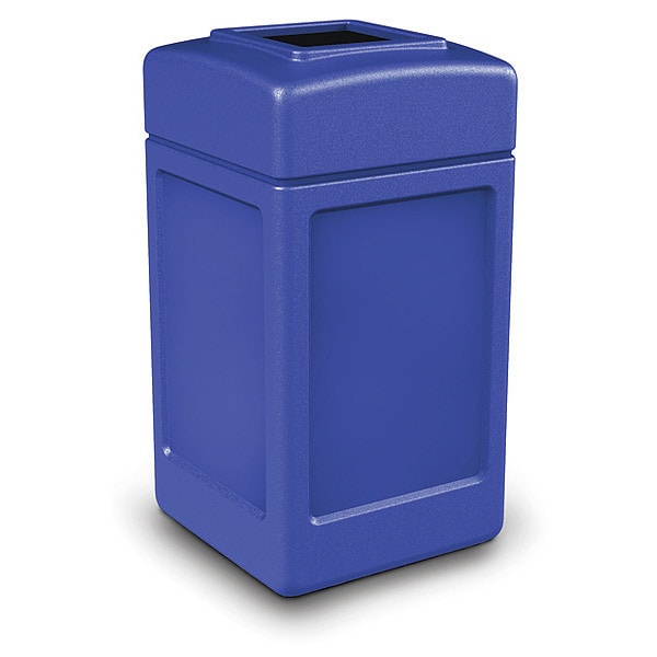 PolyTec 42-Gallon Trash Can: Square, Open-Top Lid, Blue