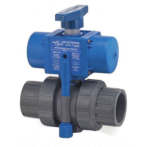 Air Actuated Ball Vlve, PVC, 1-1/2", Ep, Npt
