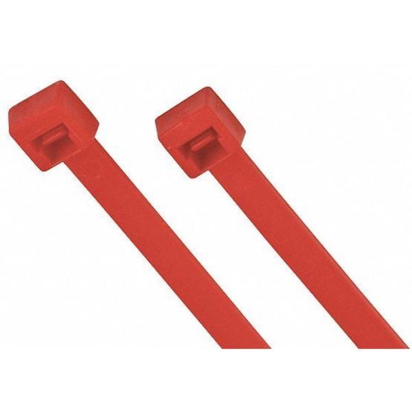 Cable Tie, 8 in L, 2 in Max Bundle Dia., Red, Nylon 6/6, 50 lb Strength, 1000 PK