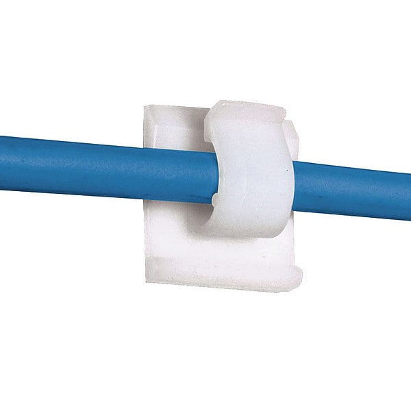 Cable Clip, Nylon 6/6, 0.62 in Bundle Dia., Natural, 1.24 in L, 100 PK
