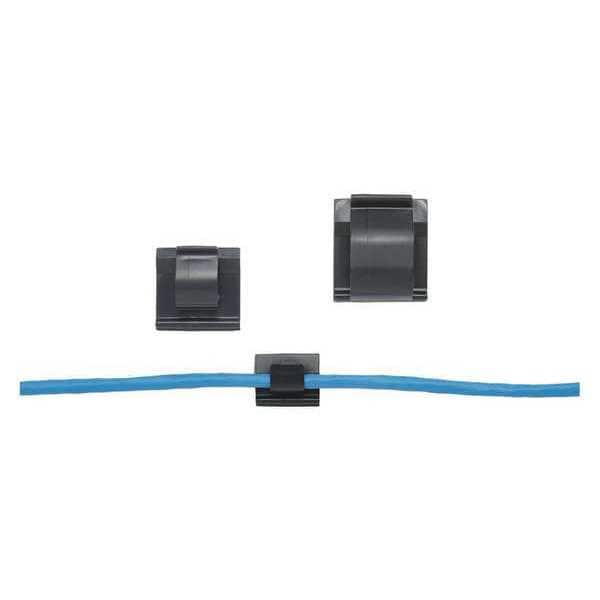 Cable Clip, Black, Nylon 6/6, 0.2 lb. Strength, 100 PK