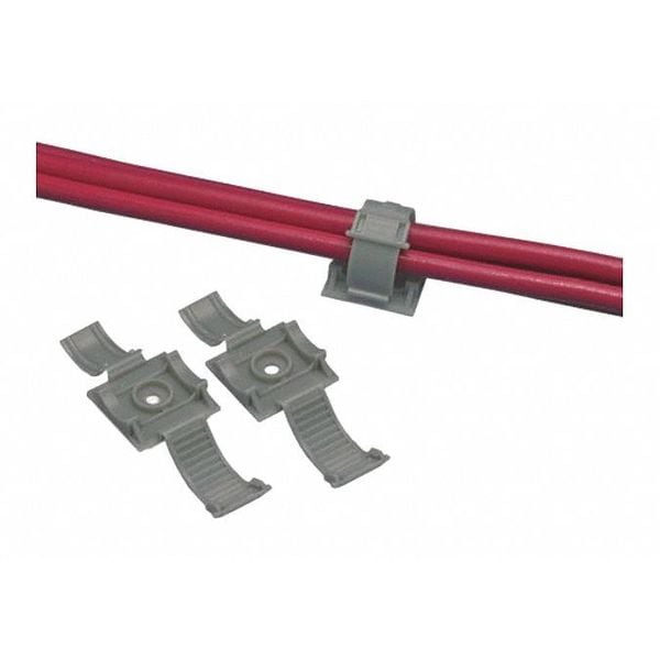 Cable Clamp, Polypropylene, 0.68 in Bundle Dia., Gray, 1 in L, 25 PK
