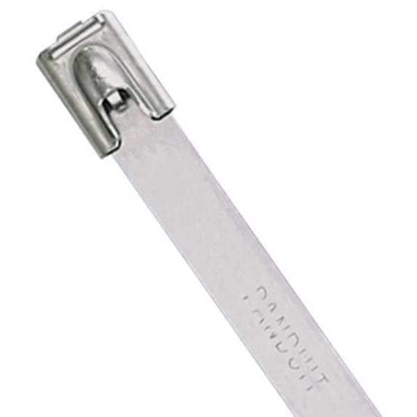 Cable Tie, 15 in L, 4 in Max Bundle Dia., Silver, 316 Stainless Steel, 250 lb Strength, 50 PK