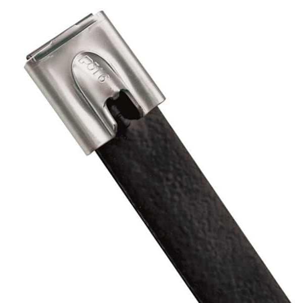 Cable Tie, 23-1/2 in L, 6 in Max Bundle Dia., Black, 316 Stainless Steel, 300 lb Strength, 50 PK