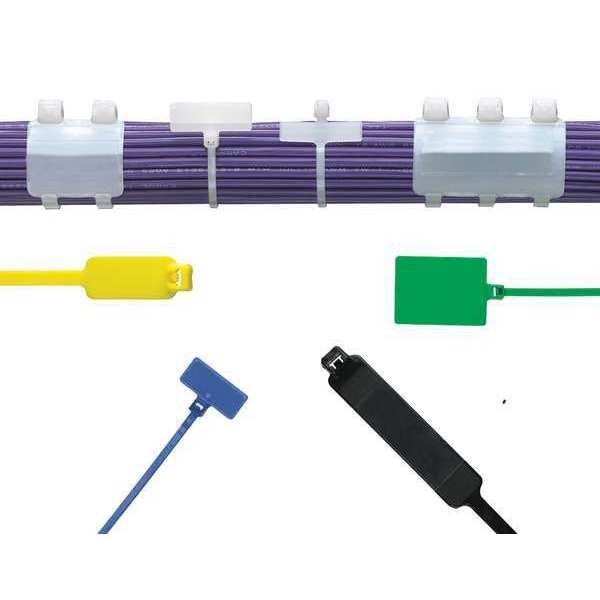 Cable Tie, 7.4 in L, 1-3/4 in Max Bundle Dia., White, Nylon 6/6, 50 lb Strength, 500 PK