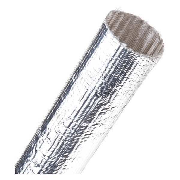 Coated; Braided Cable Sleeve, Fiberglass, Silver