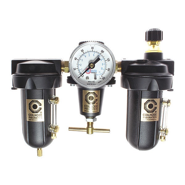 F/R/L Trio W/Metal Bowl 0-200PSI 1"