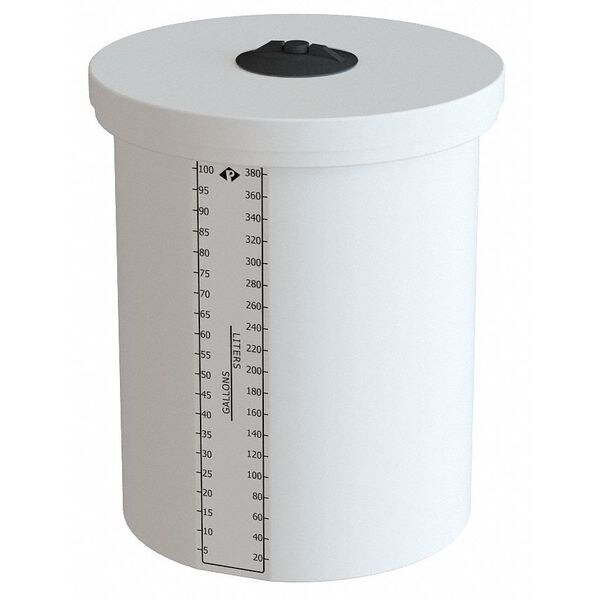 Solid Top Process Tank Nat LDPE 100 Gal