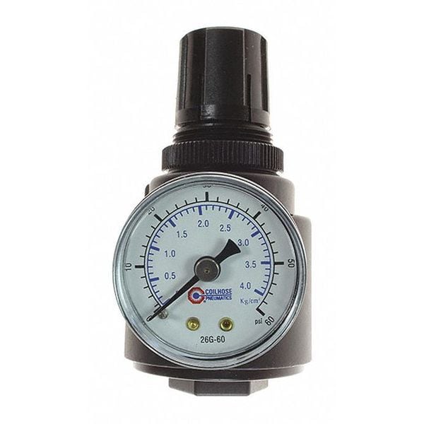 Regulator W/Gage Panel Mount 0-60PSI 1/4"