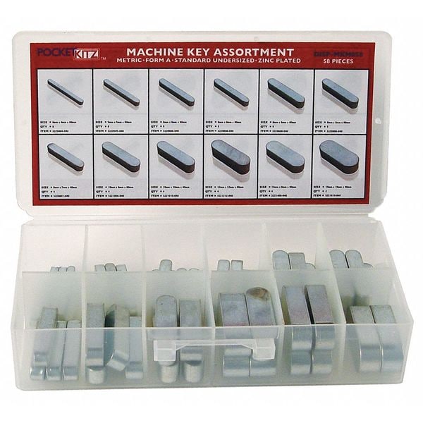 Key Stock Assortment, Zinc, 58 Pieces