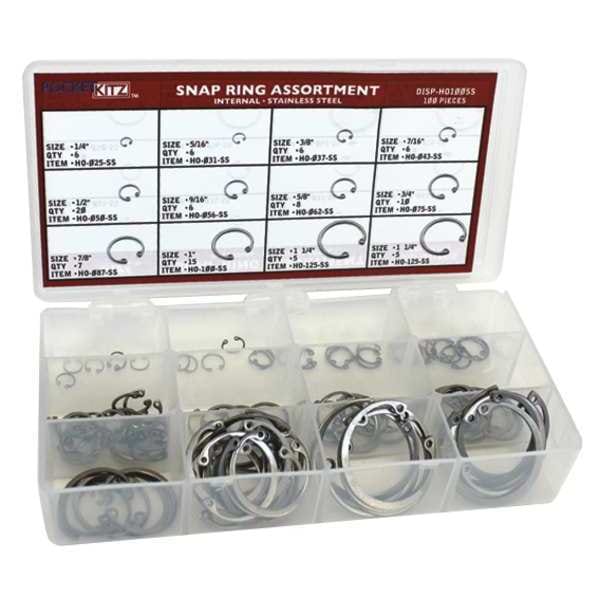 Internal Retaining Ring Assortment, Stainless Steel, 11 Sizes
