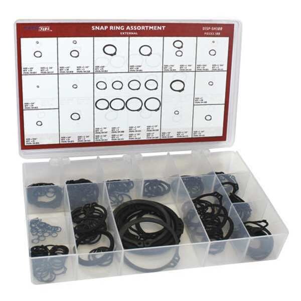 External Retaining Ring Assortment, 300 Pieces, 26 Sizes