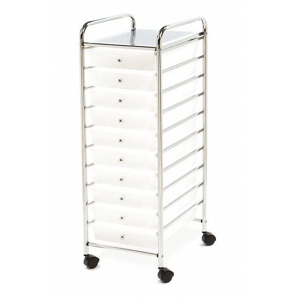 Organizer Cart, 10-Drawer, Frosted White