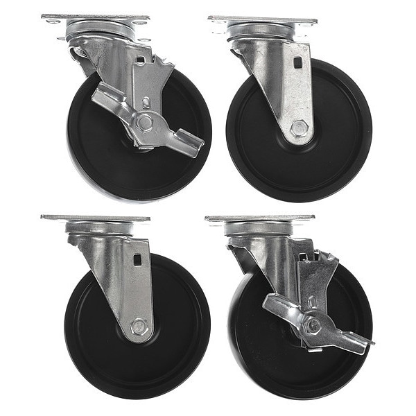 Caster Kit, Med Duty 2-3/8" x 3-5/8" Pla