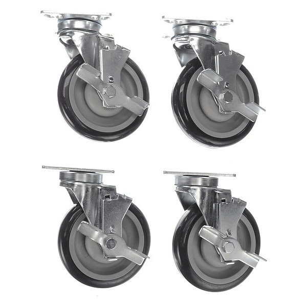 Caster Kit, Med Duty 3-1/2" x 3-1/2" Pl