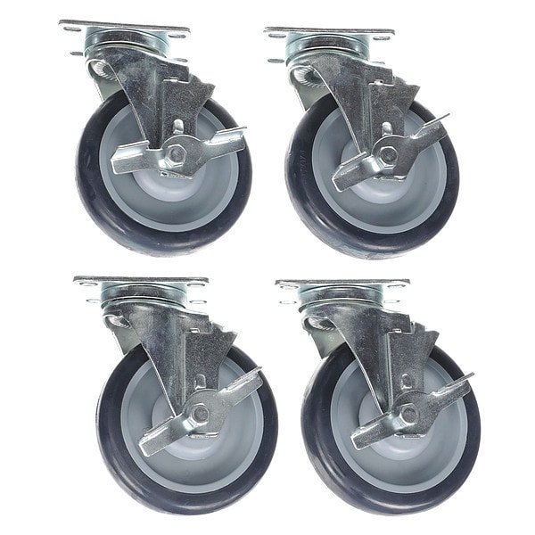 Caster Kit, Med Duty 2-3/8" x 3-5/8", Pla