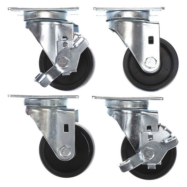 Caster Kit, Med Duty 2-3/8" x 3-5/8" Pla