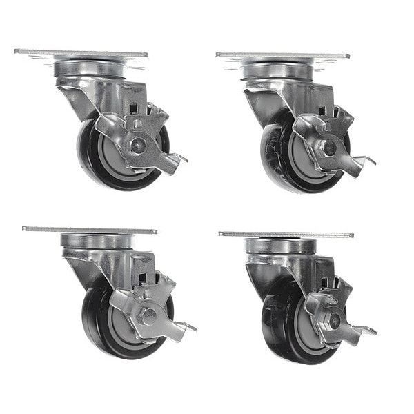Caster Kit, Med Duty 4"x 4" Univ Plate C