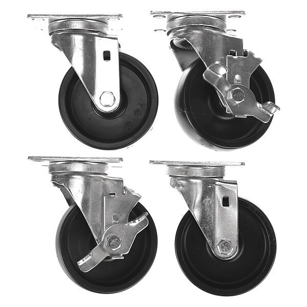 Caster Kit, Med Duty 2-3/8" x 3-5/8" Pla