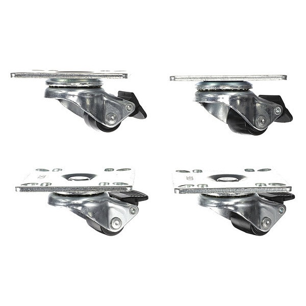 Caster Kit, Med Duty 3-1/2" x 3-1/2" Pla