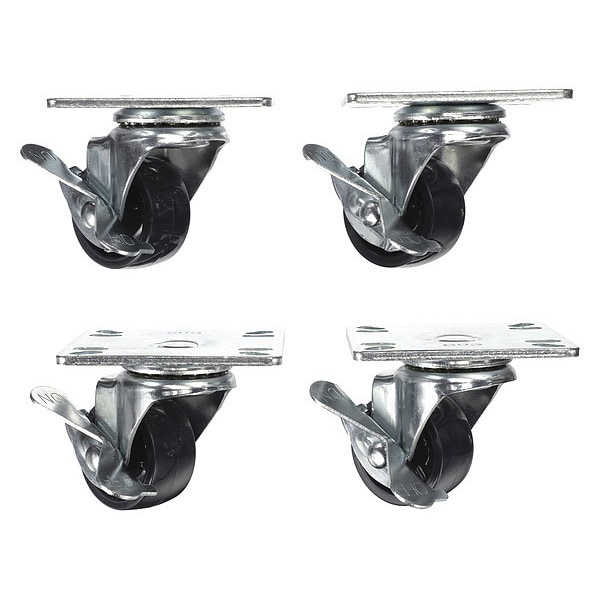 Caster Kit, Med Duty 3-1/2" x 3-1/2" Pla
