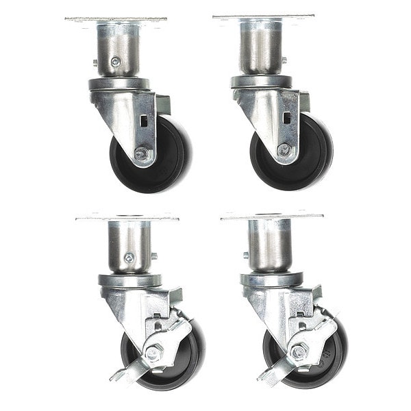 Caster Kit, 6" OA Med Duty 3-1/2" Plate