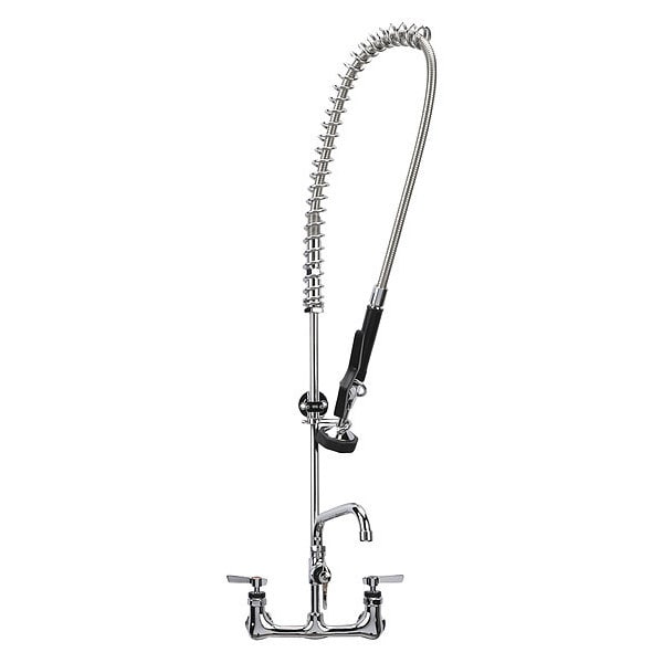 Encore 8" OC. Brass Chrome Plated Wall Mount Pre Rinse Assembly with 14" Add On Faucet