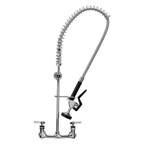 Encore 8" OC. Brass Chrome Plated Wall Mount Pre Rinse Assembly with Wall Bracket and Stainless Steel Spring