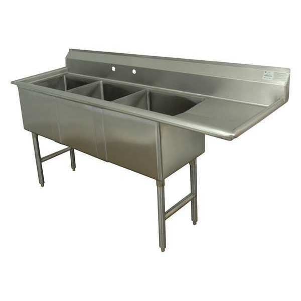 20-1/2" W x 62-1/2" L x 43" H, 16 ga. 304 Stainless Steel