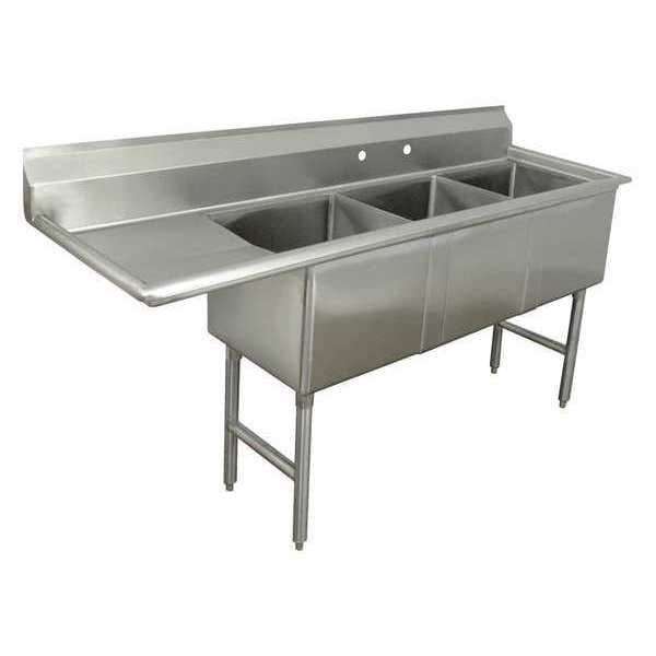 20-1/2" W x 62-1/2" L x 43" H, 16 ga. 304 Stainless Steel