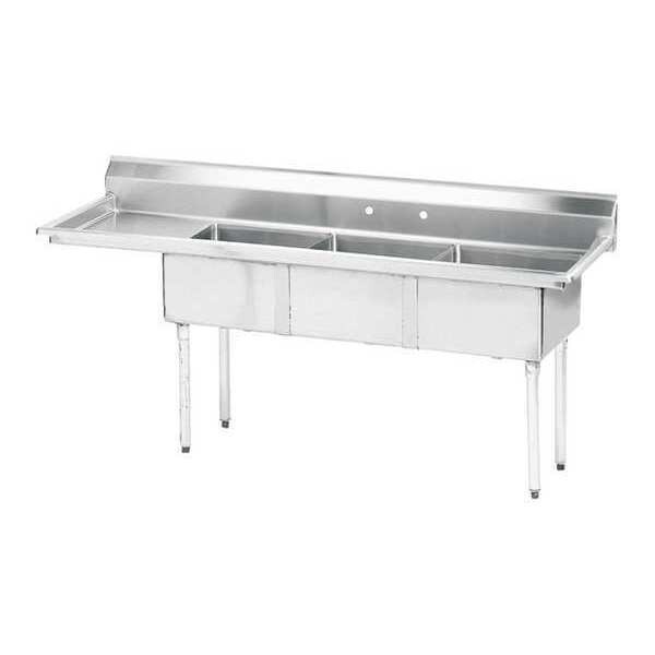 23-3/4" W x 74-1/2" L x 42-3/4" H, 18 ga. 304 Stainless Steel