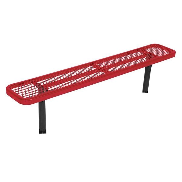 Commercial Park Bench, No Back, Red