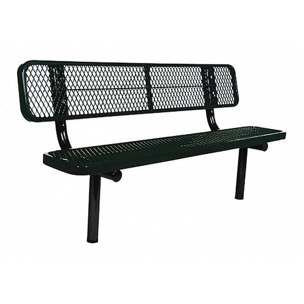 In Ground Park Bench W/ Back, Blue